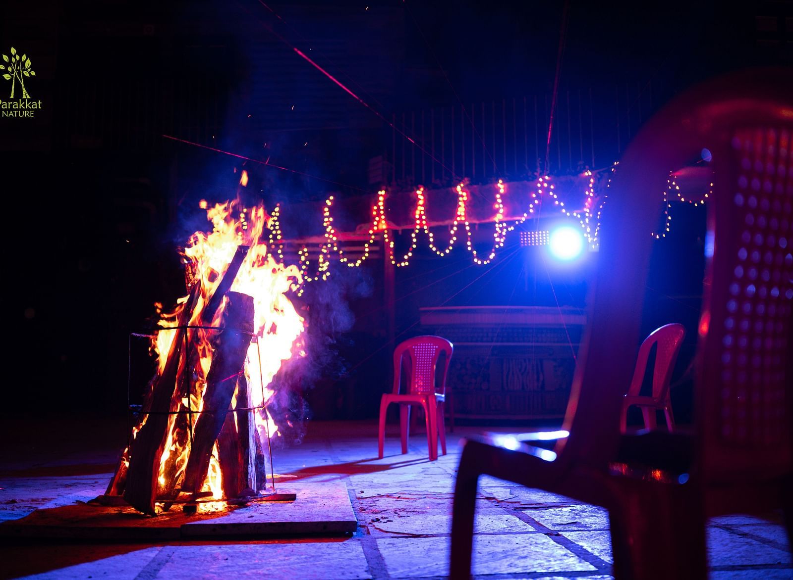 Campfire setup at Parakkat Nature Hotel and Resorts, Munnar