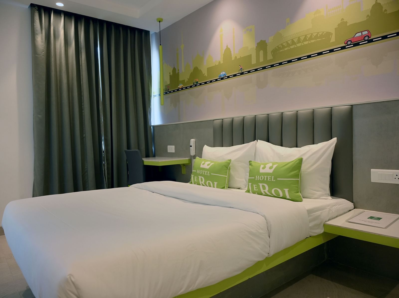 Picture featuring the interior view of Deluxe room - Hotel Le ROI Express, Karol Bagh 