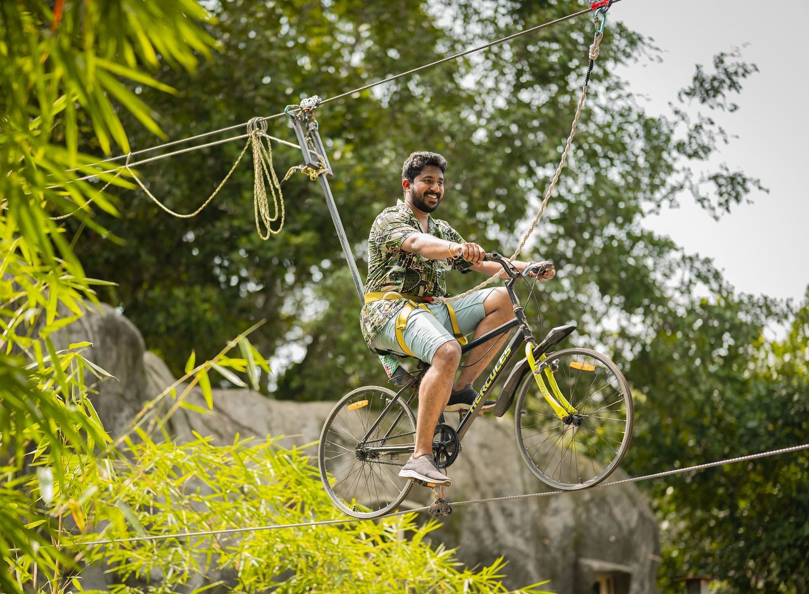 Rope Cycling at Parakkat Nature Hotel and Resorts, Munnar