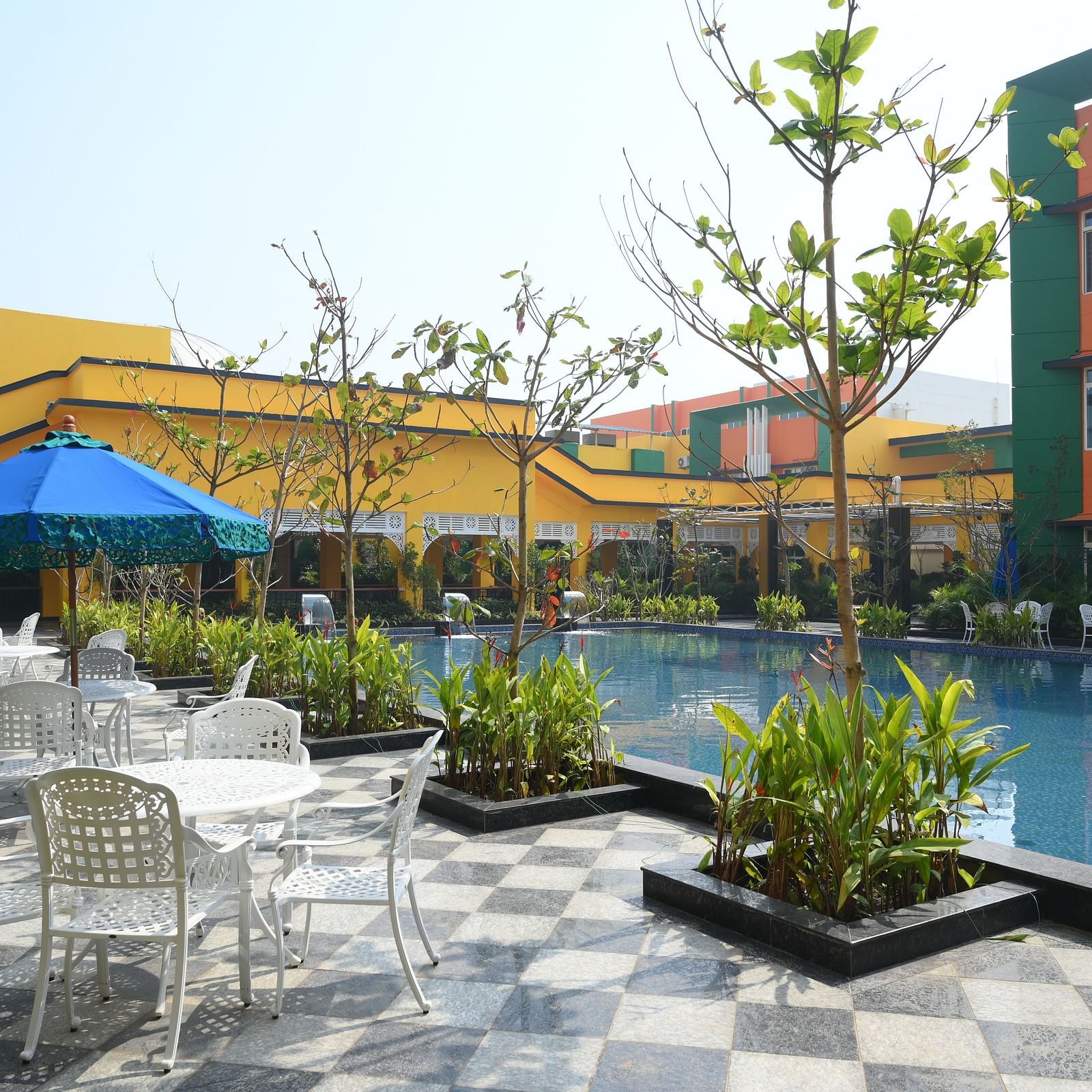 Wide view of the Swimming Pool at Mayfair World Cup Village Rourkela 2