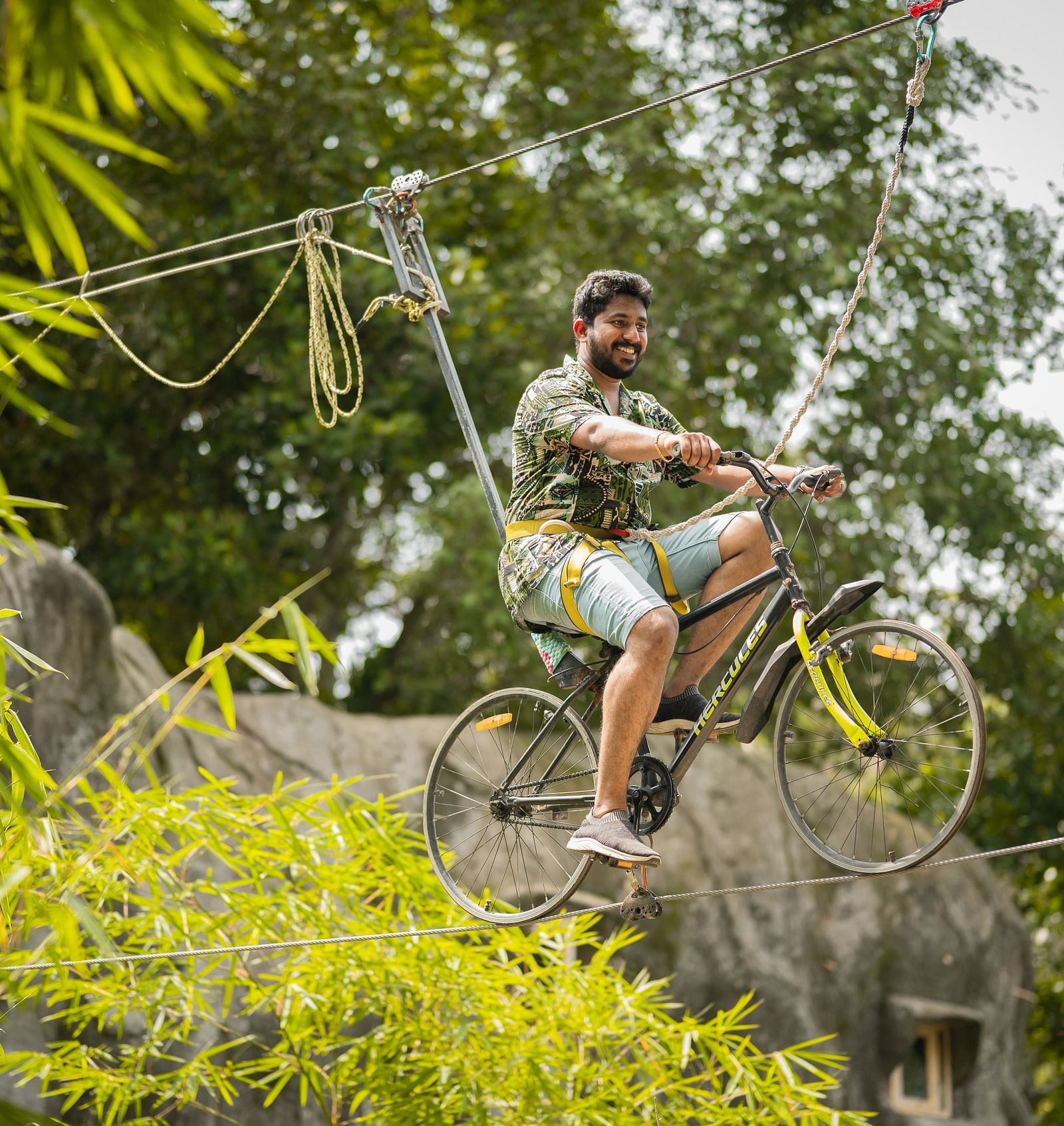 Rope Cycling at Parakkat Nature Hotel and Resorts, Munnar