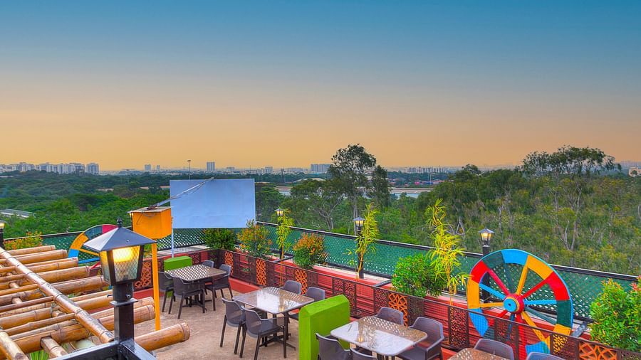Rooftop dining  at our hotel in Whitefield