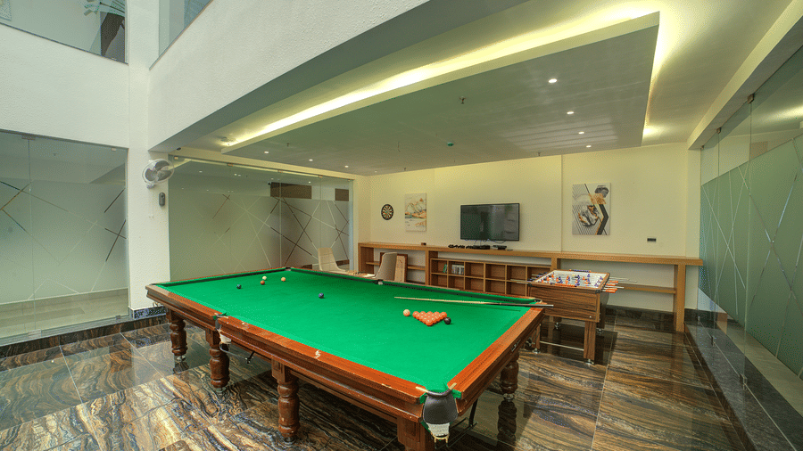 The gaming zone featuring a billiard table at Ilara Hotels & Spa, Tada.