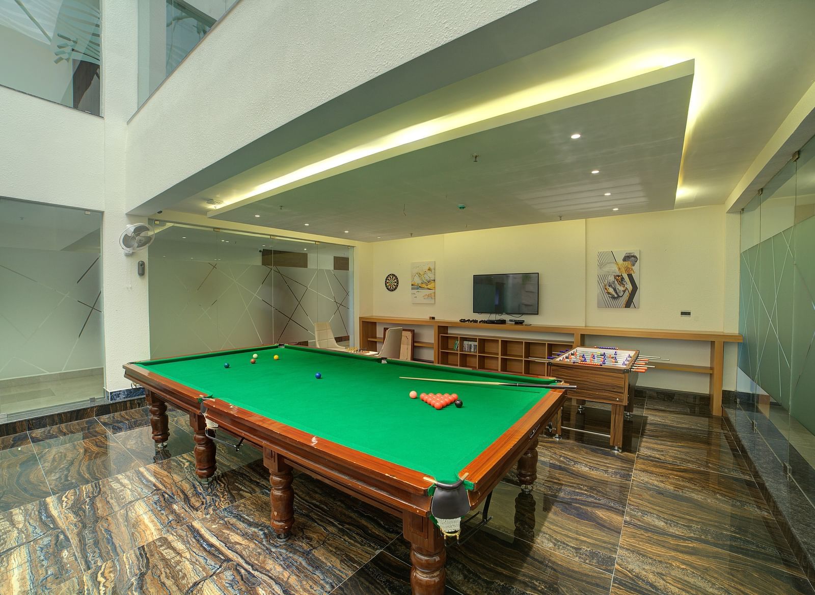 The gaming zone featuring a billiard table at Ilara Hotels & Spa, Tada.