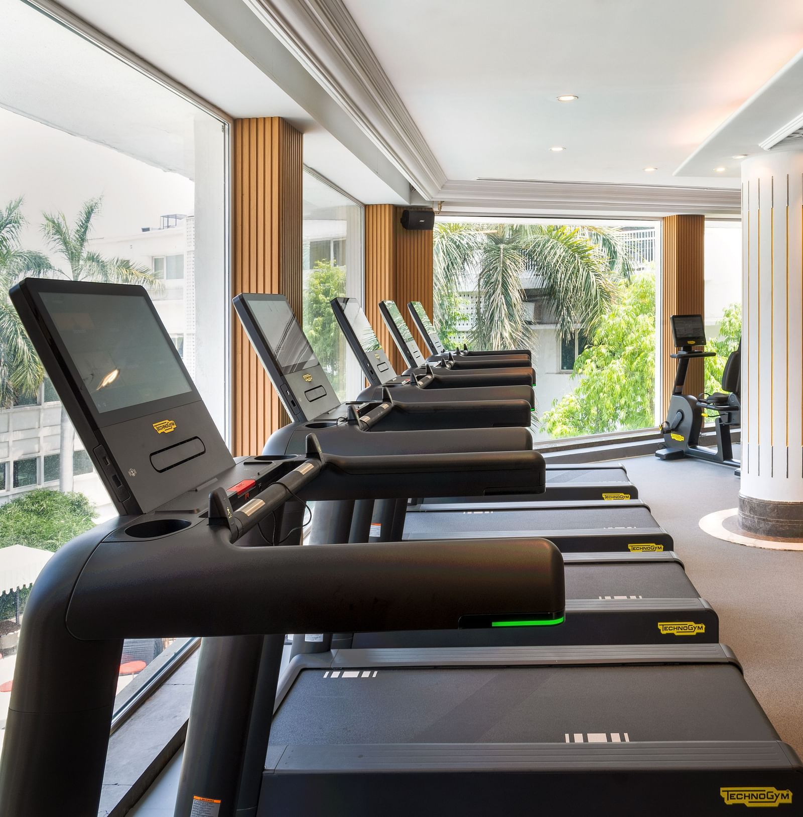 Side veiw  the gym with thread mill at The Claridges New Delhi