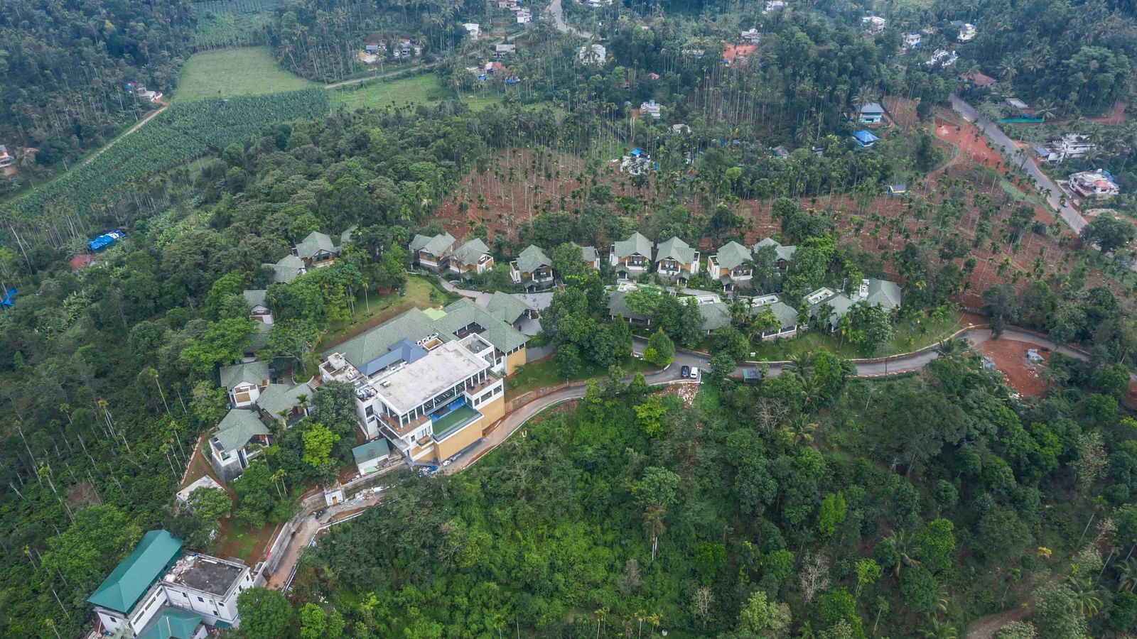Drone shot of the hotel Drone shot of the hotel | Great Trails Wayanad by  GRT hotels.
