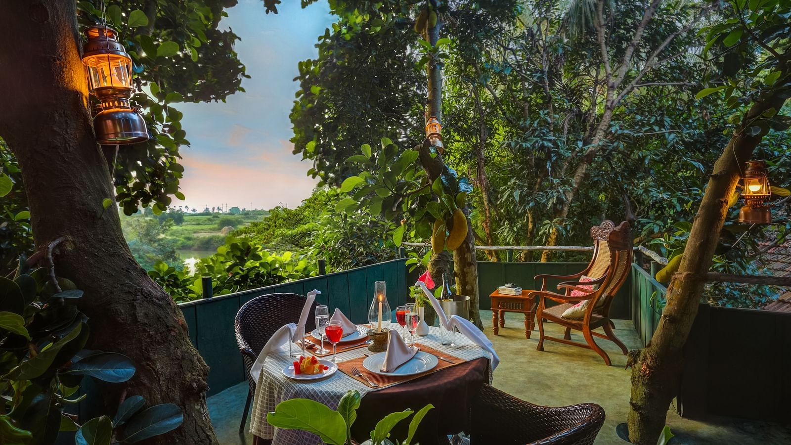 Romantic Dining at the Machan at hoysala vilage resort, hassan