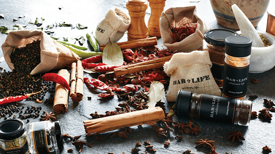jars of food items and spices
