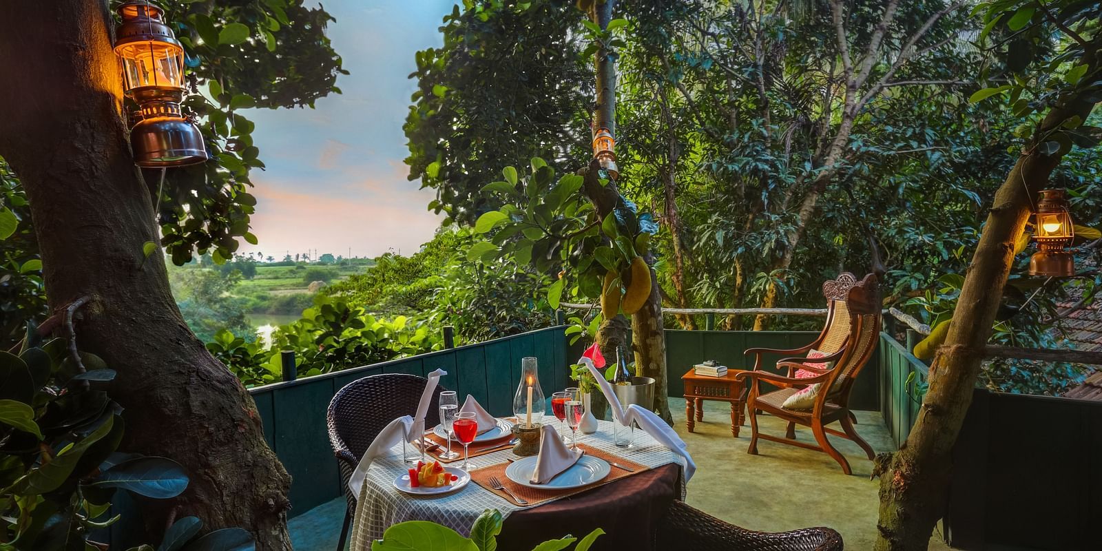 Romantic Dining at the Machan at hoysala vilage resort, hassan