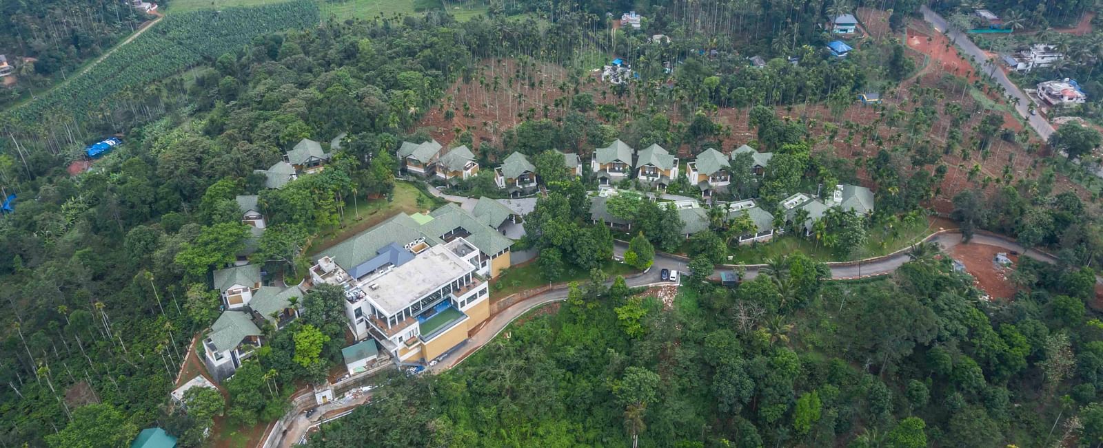 Drone shot of the hotel Drone shot of the hotel | Great Trails Wayanad by  GRT hotels.