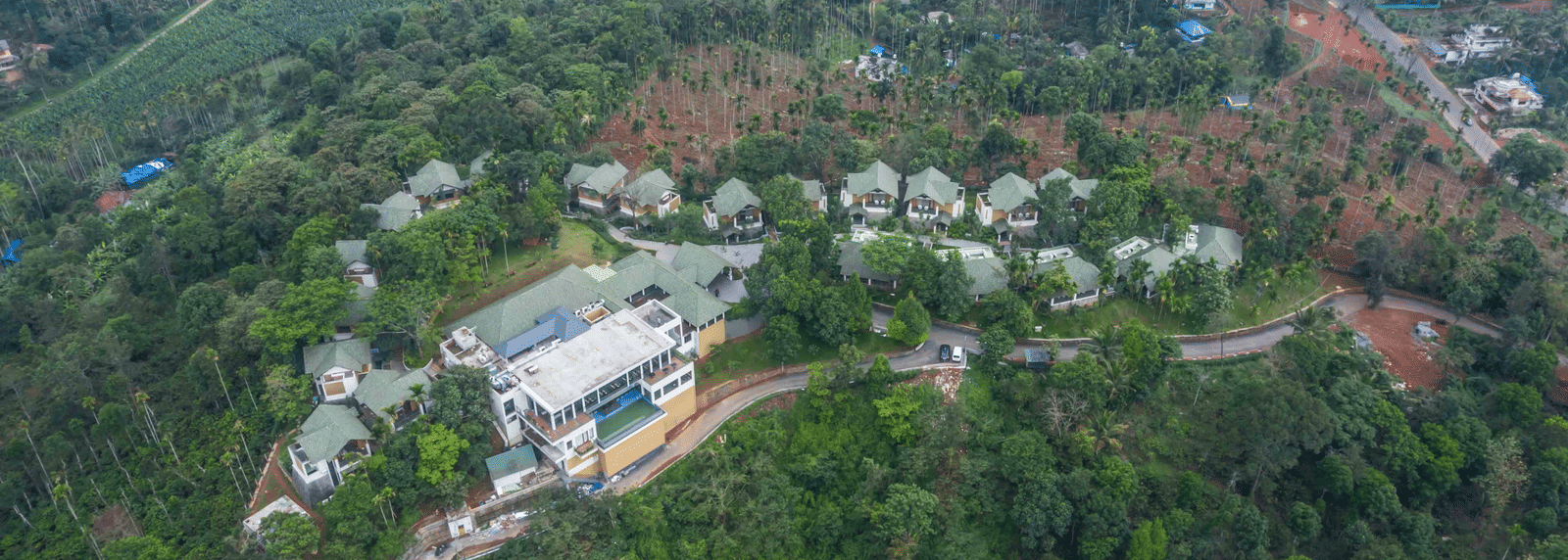 Drone shot of the hotel Drone shot of the hotel | Great Trails Wayanad by  GRT hotels.
