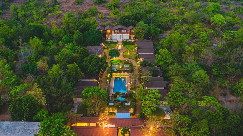 Aerial View of our resort in Mandrem 