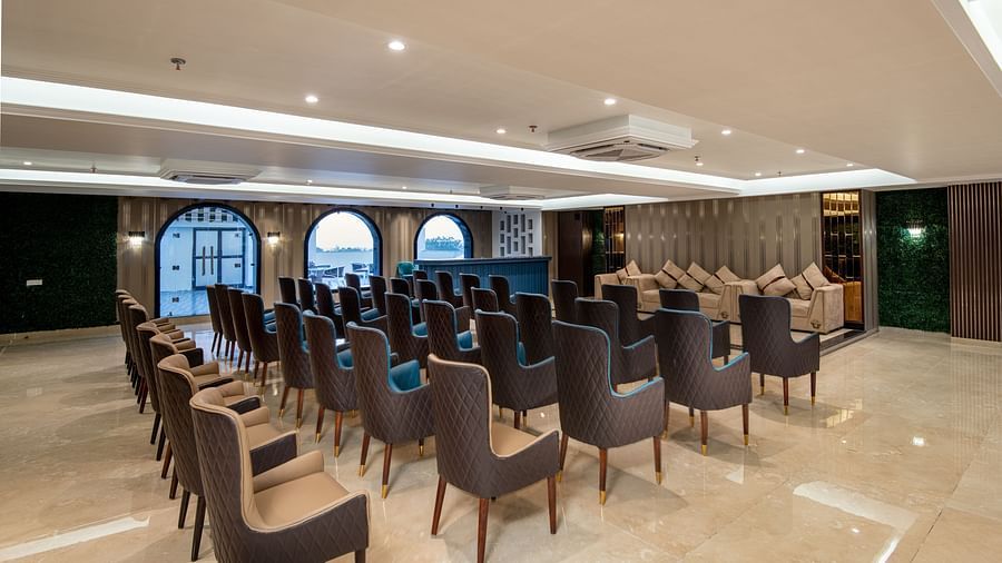 The theatre seating arrangement in the banquet hall at DLS Grand Luxotica, Dehradun