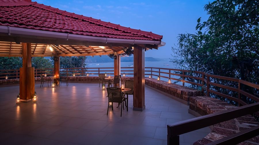 A view of a gazebo with Terracotta Tiles seen during an evening - Highland Sarovar Portico, Sindhudurg