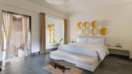 Vihara, Udaipur bedroom featuring elegant interiors and comfortable furnishings.