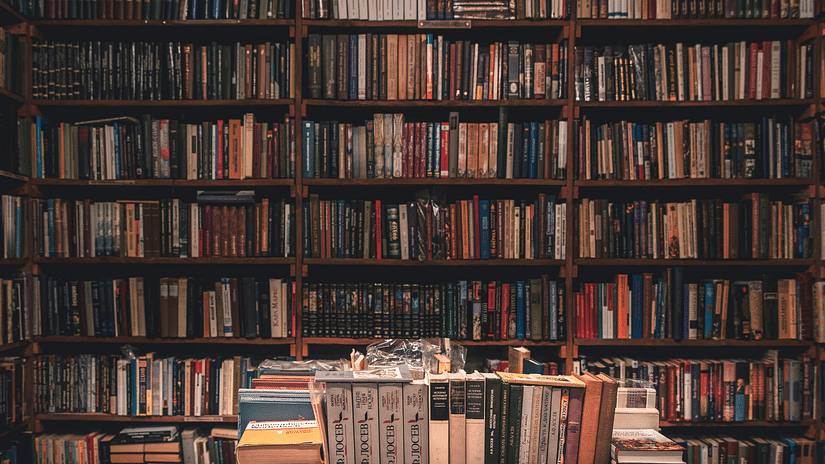 A library with rows of books.
