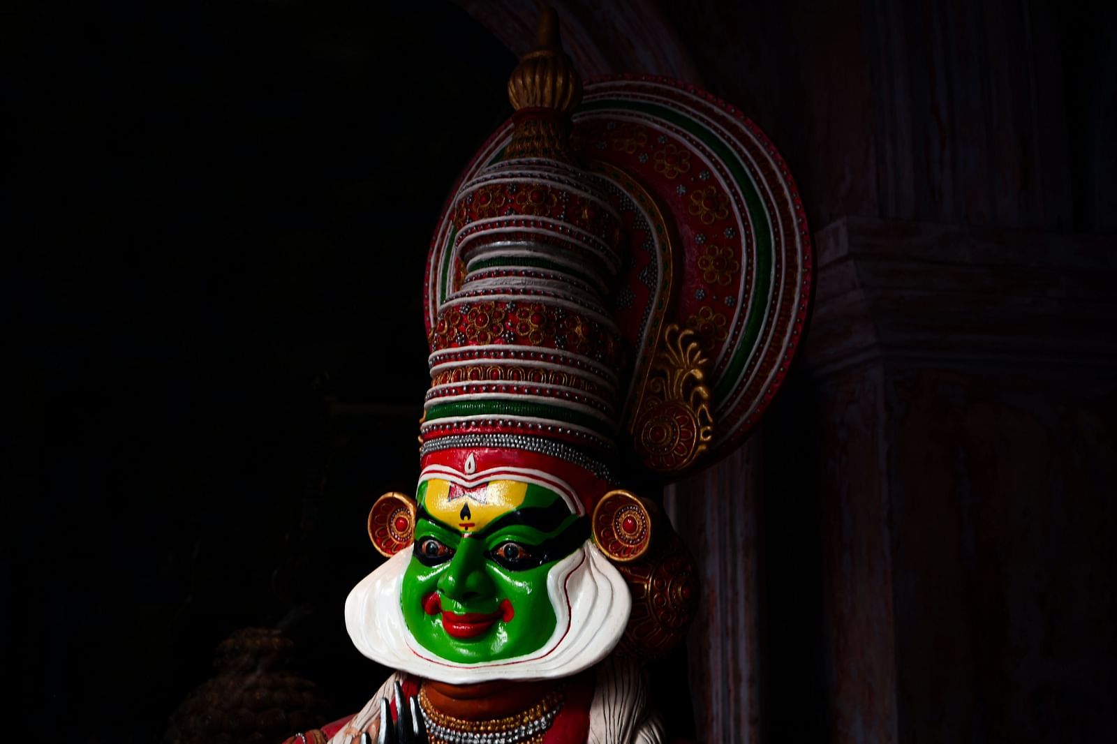 A performer in Kathakali attire