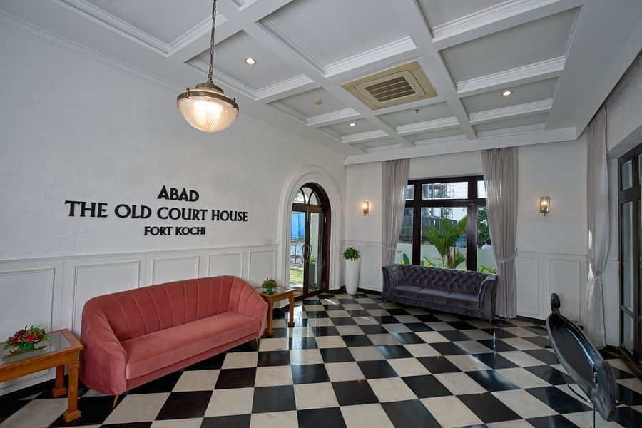 lobby at the old court house by abad, fort kochi