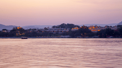A amazing sunset with shadows over the water
