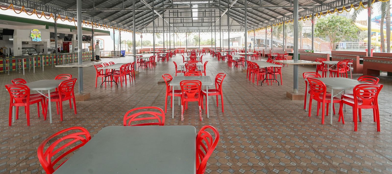 Eating area with table and chairs