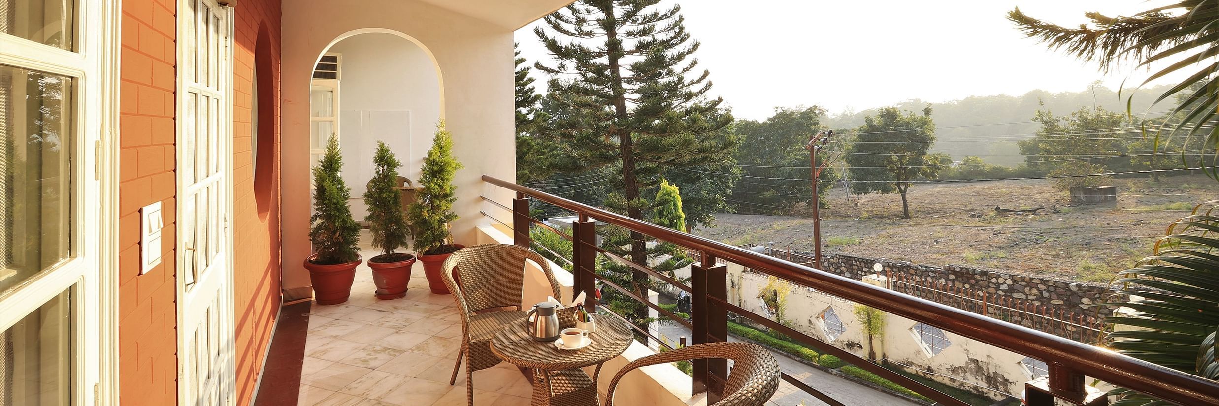 The Balcony at the Super Deluxe Room 1 - Lamrin Boutique Cottages Rishikesh