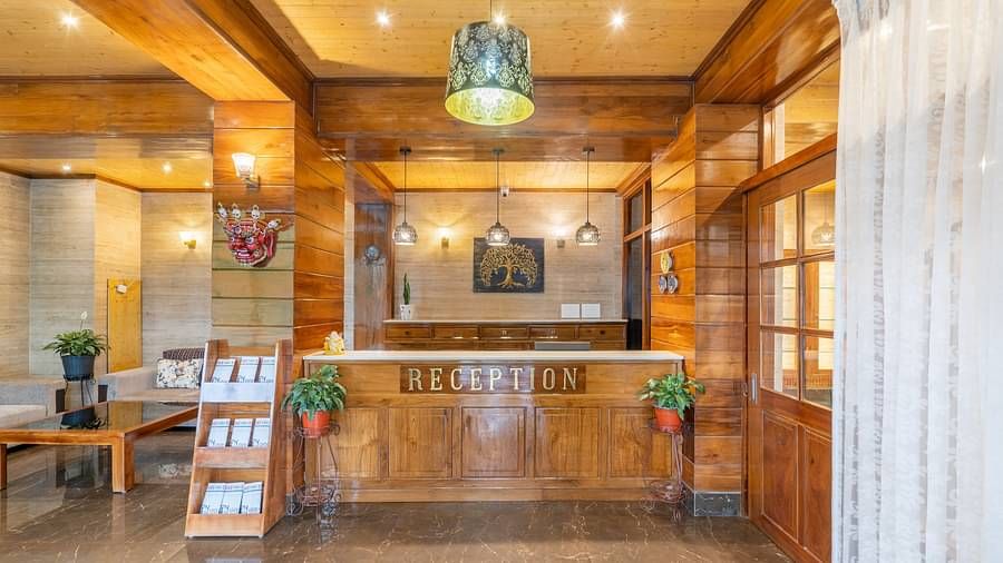 Reception area of hotel summit alpine abode hotel