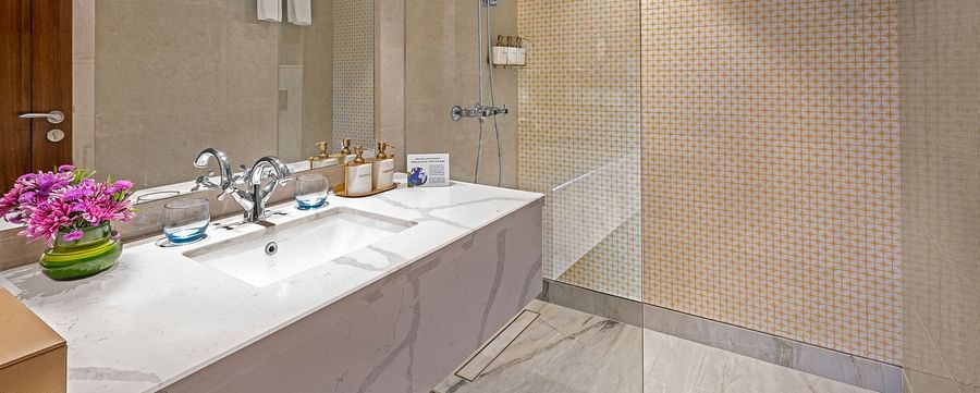 Interiors of the bathroom in the two bedroom royal apartment