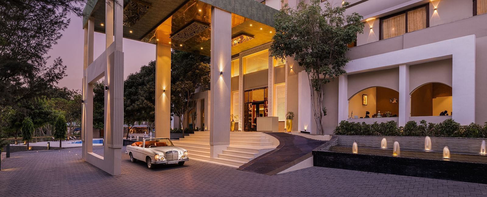 Main Porch view in the twilight hour - Essentia Luxury Resort & Spa, Udaipur
