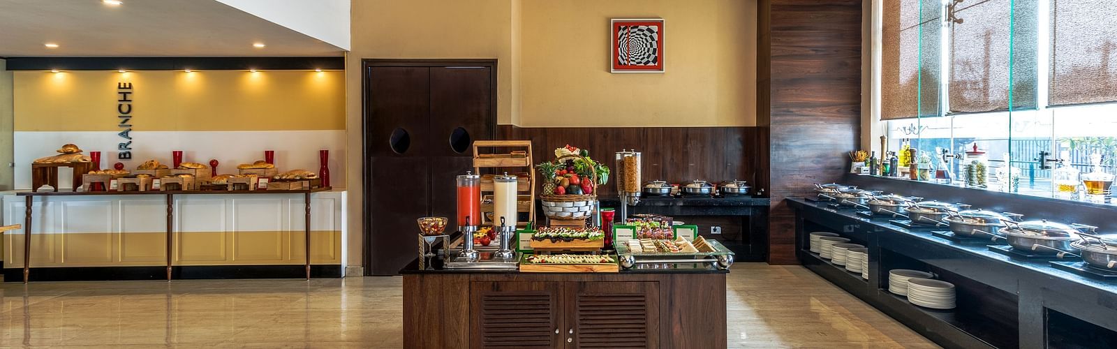 Buffet counter at Branche Restaurant at Golden Suites, Gurgaon