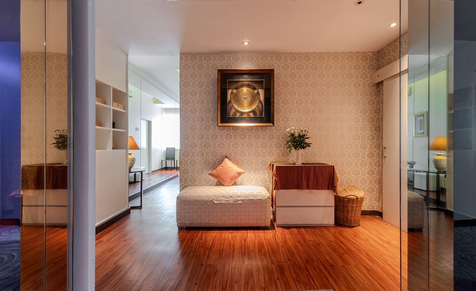 An overview of the seating arrangements inside Coran Boutique Spa - Night Hotel Bangkok.