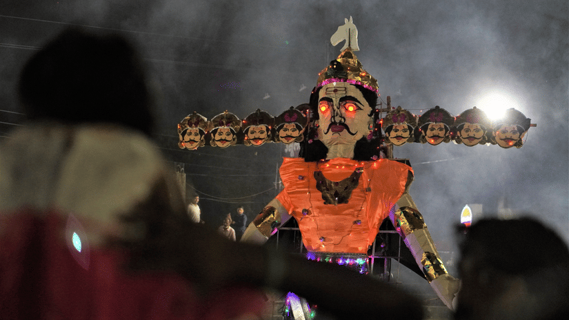 A makeshift of Ravana on the day of Vijaya Dashami in an open space.