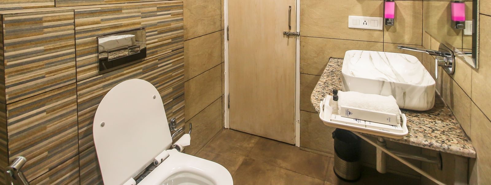 Bathroom with walk-in shower at Hotel Diamond Plaza, Chandigarh