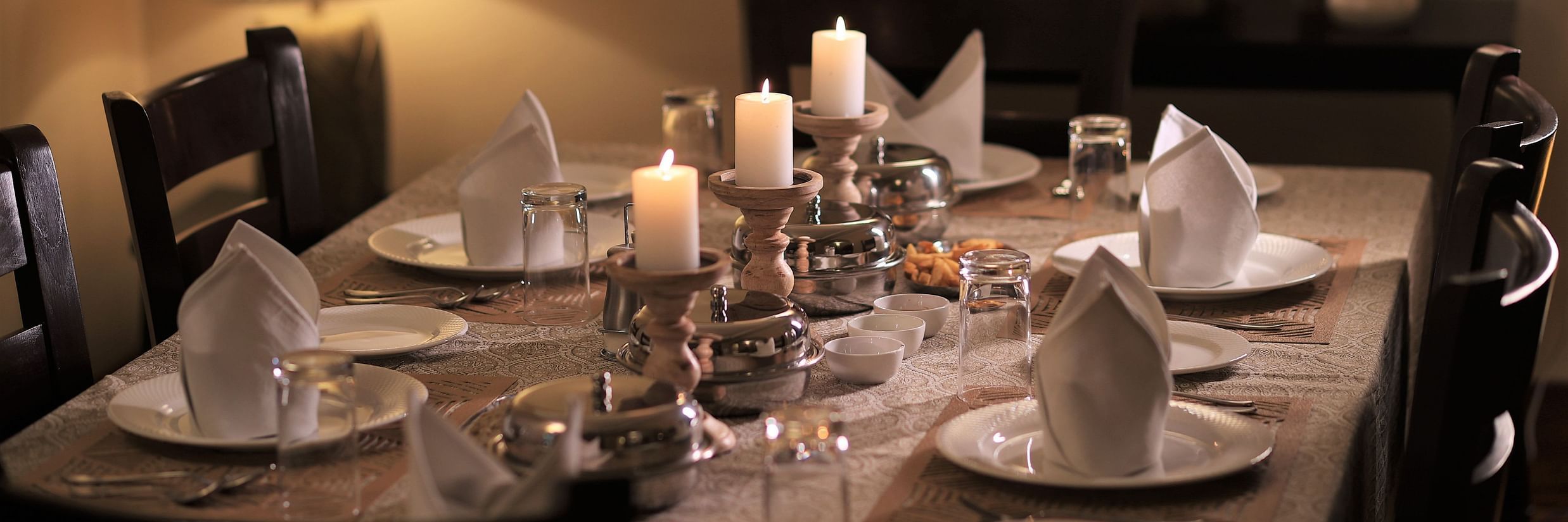 The dining table prepped for a meal 1 - Lamrin Boutique Cottages Rishikesh