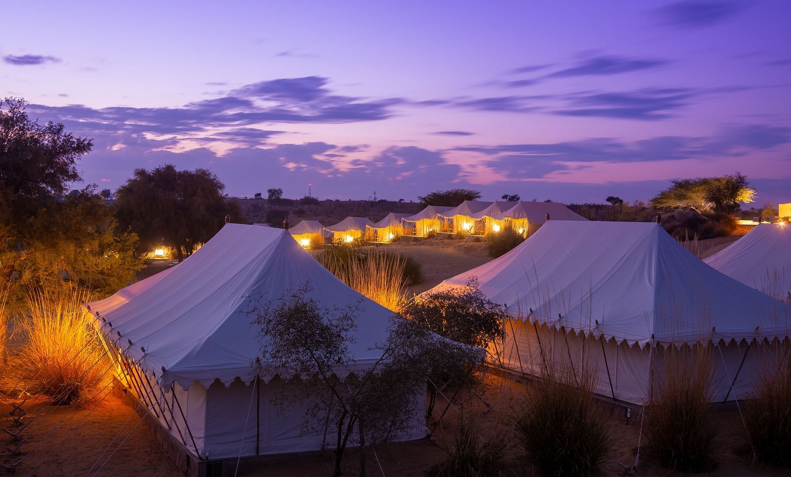 Tents at Manvar Resort and Desert Camp during the evening - 3