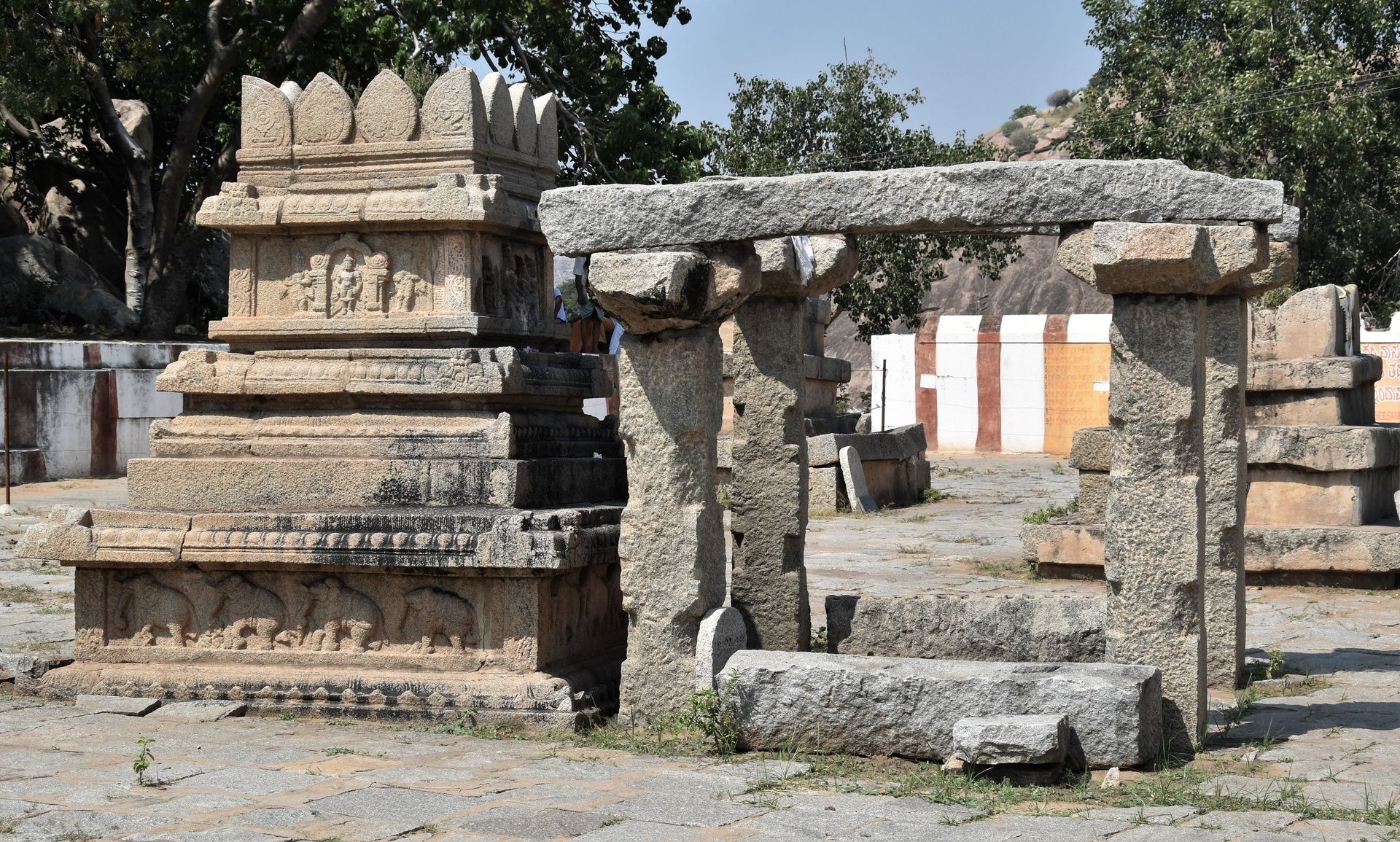 Ancient stone monuments at Navabrindavanam.