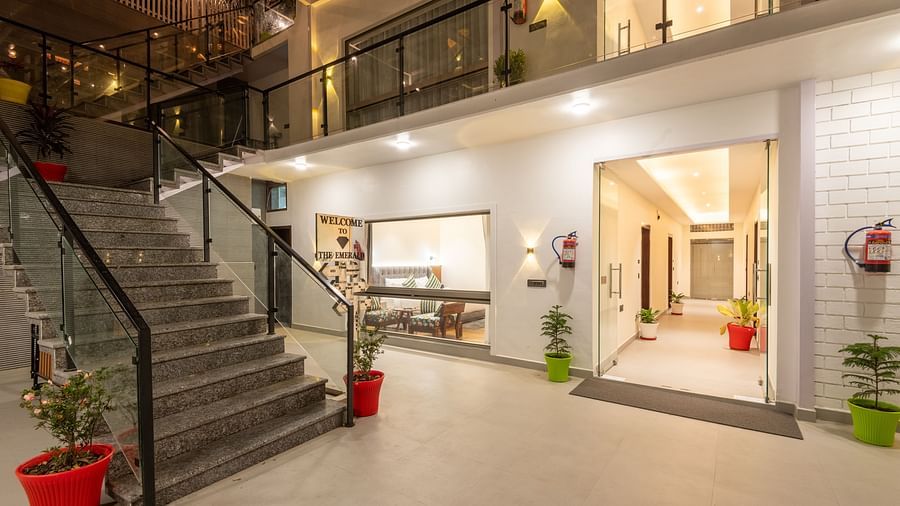 The exterior image of DLS The Emerald, Nainital showcasing the staircase leading to the upper level