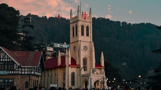 A church on the mall road in Shimla