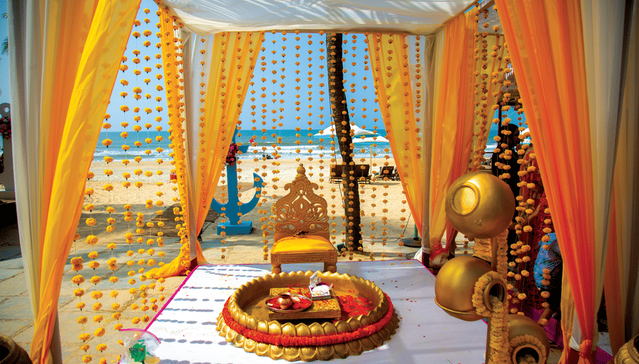 an overview of a mantap with a chair on it - Caravela Beach Resort Goa