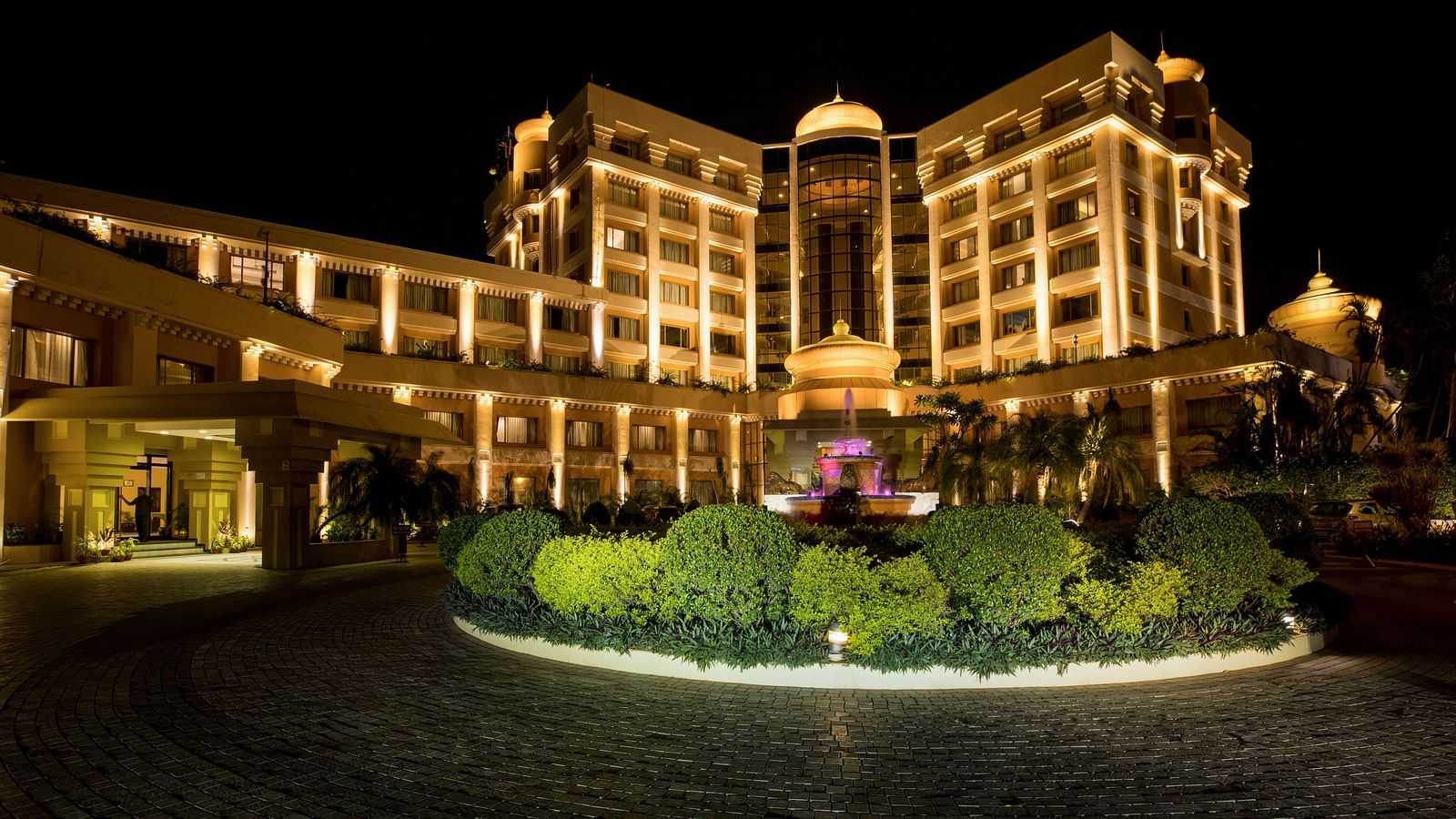 Facade view of Swosti Premium, Bhubaneswar at night