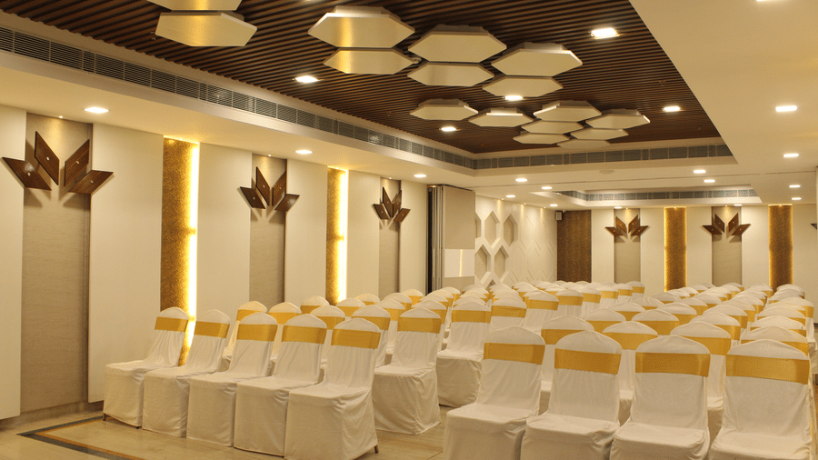 seating arrangements inside the Banquet hall in Chennai at Raj Park Hotel, Chennai