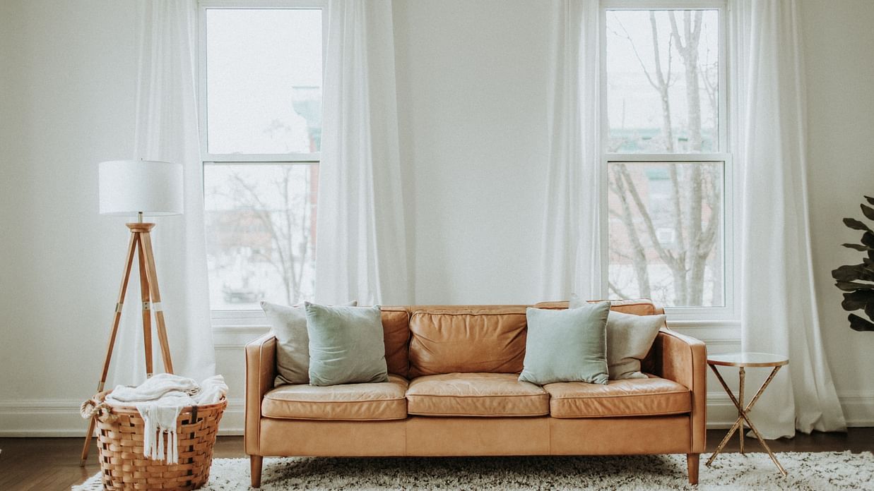 a living room with a sofa
