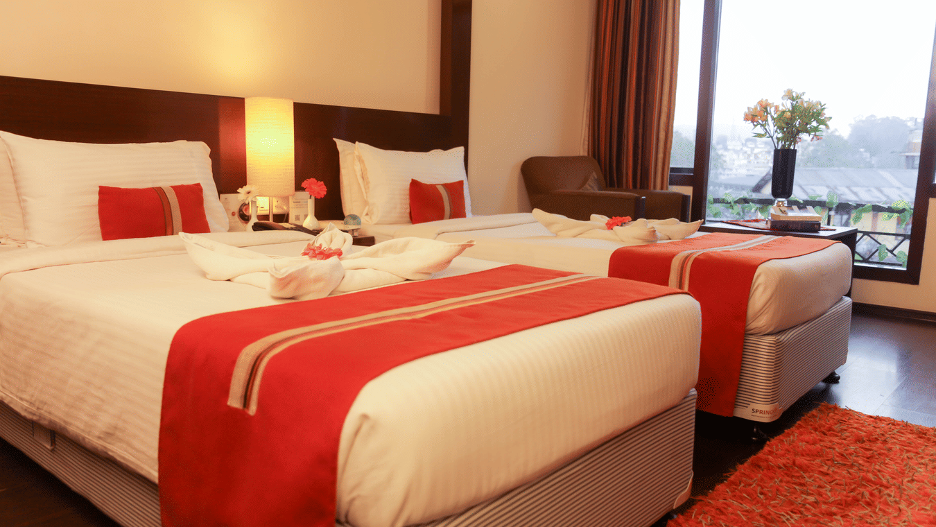 Spacious twin bed hotel room