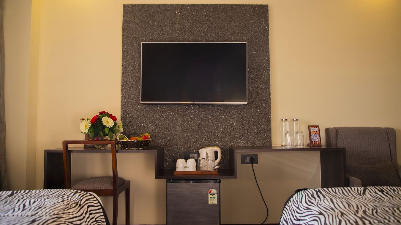 Twin room with television 