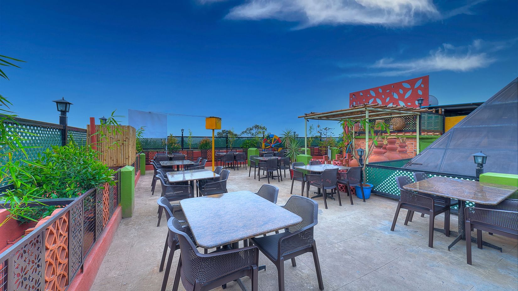 Rooftop dining  at our hotel in Whitefield