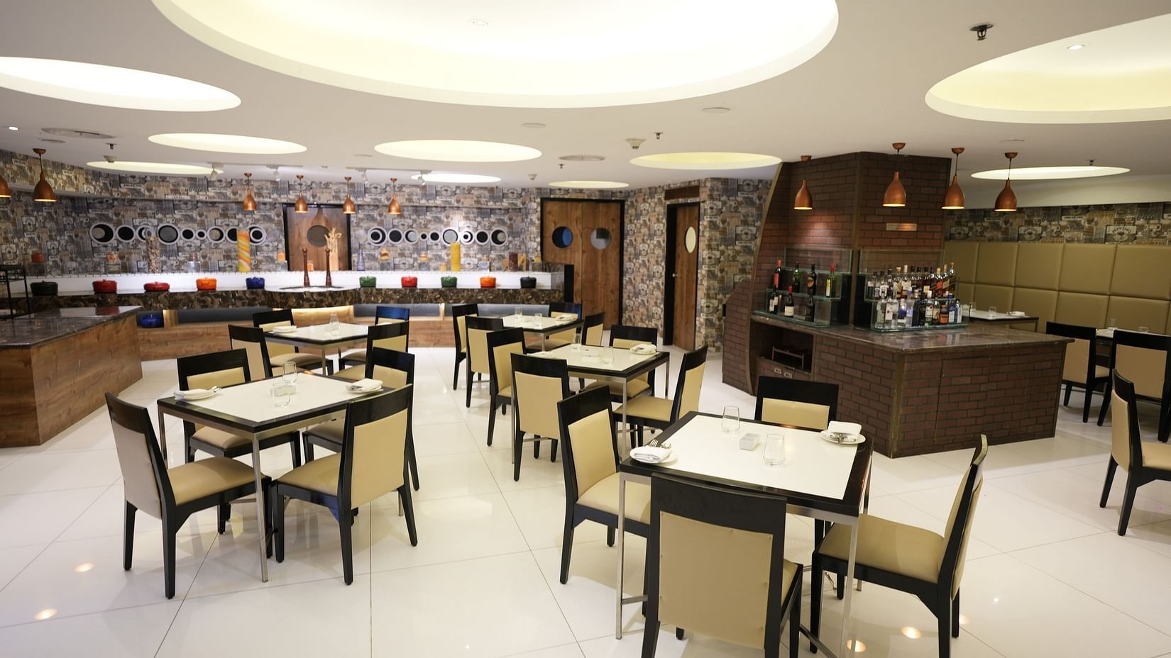 The interiors of our restaurant Rhythm - The Beatle Hotel, Powai