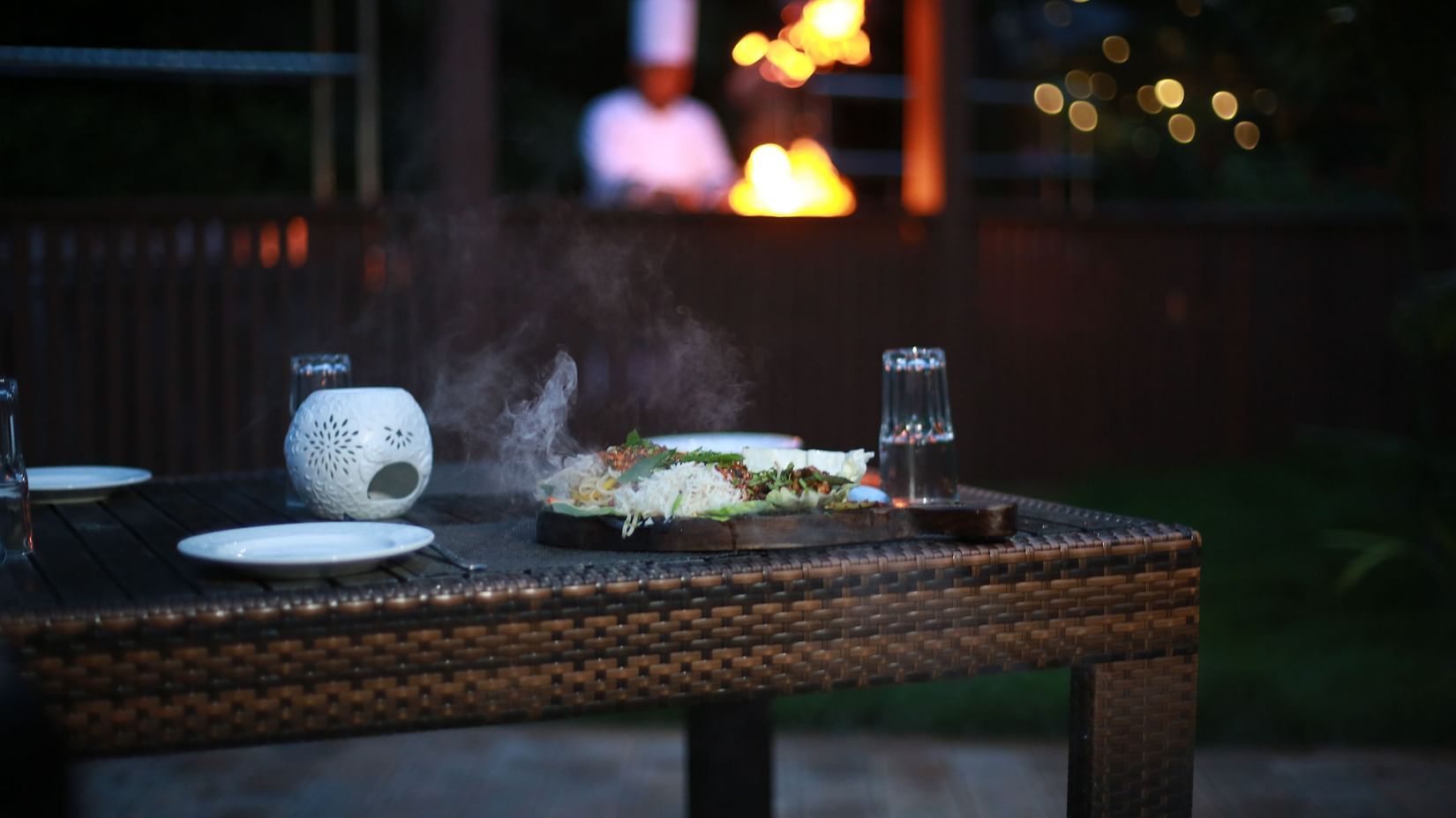 Smoke wafting off of a hot dish