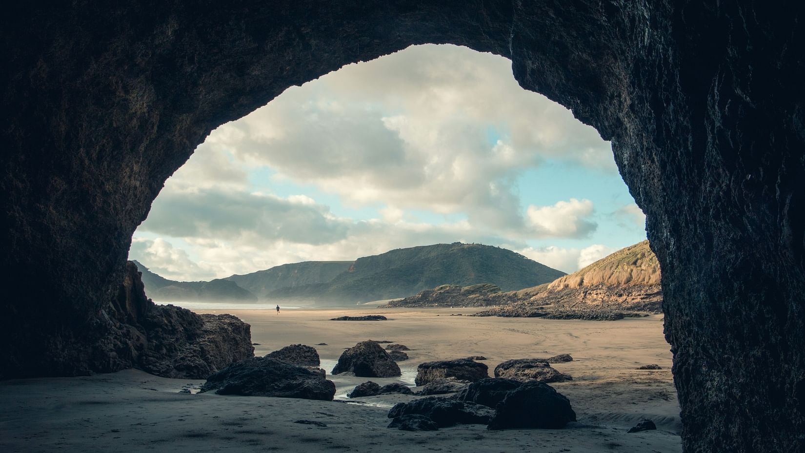 view from inside a cave