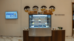 Image of a confectionery with sweet treats on display at Pride Elite Daman.