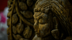 a close up shot of a an idol with the background blurred