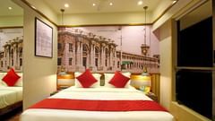 cosy king size bed with modern interiors at theory9 khar